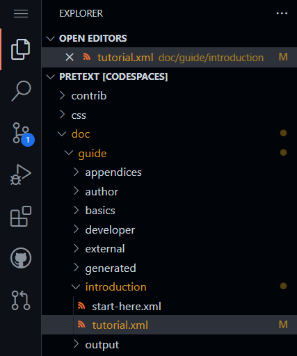 Screenshot of VS Code sidebar in Codespaces
