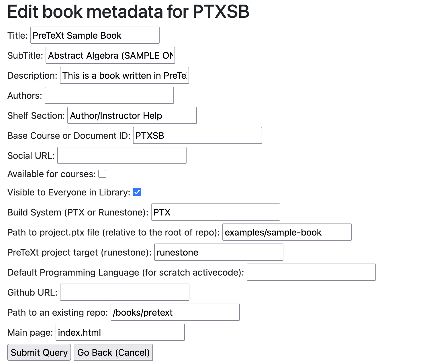 Editing metatdata about a book