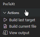 a row of toolbar buttons from the PreTeXt plugin for VSCode
